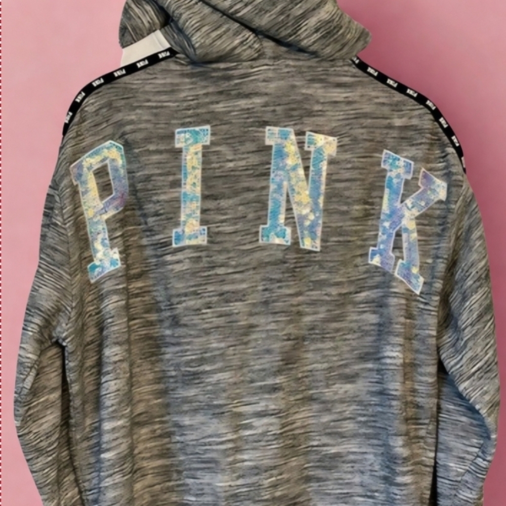 Gray Hoodie with Colorful PINK Logo